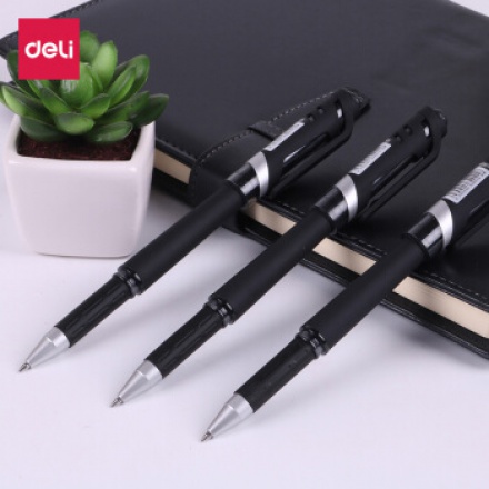 得力 书写签字笔 碳素笔 S21黑色（12支/盒）0.7mm